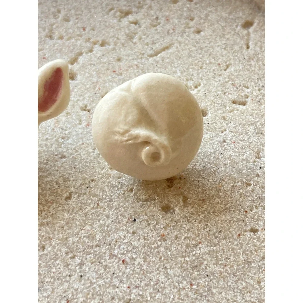 Artisan Pig Face Stud Earrings Hand Painted Novelty Farm Animal Handmade Ceramic